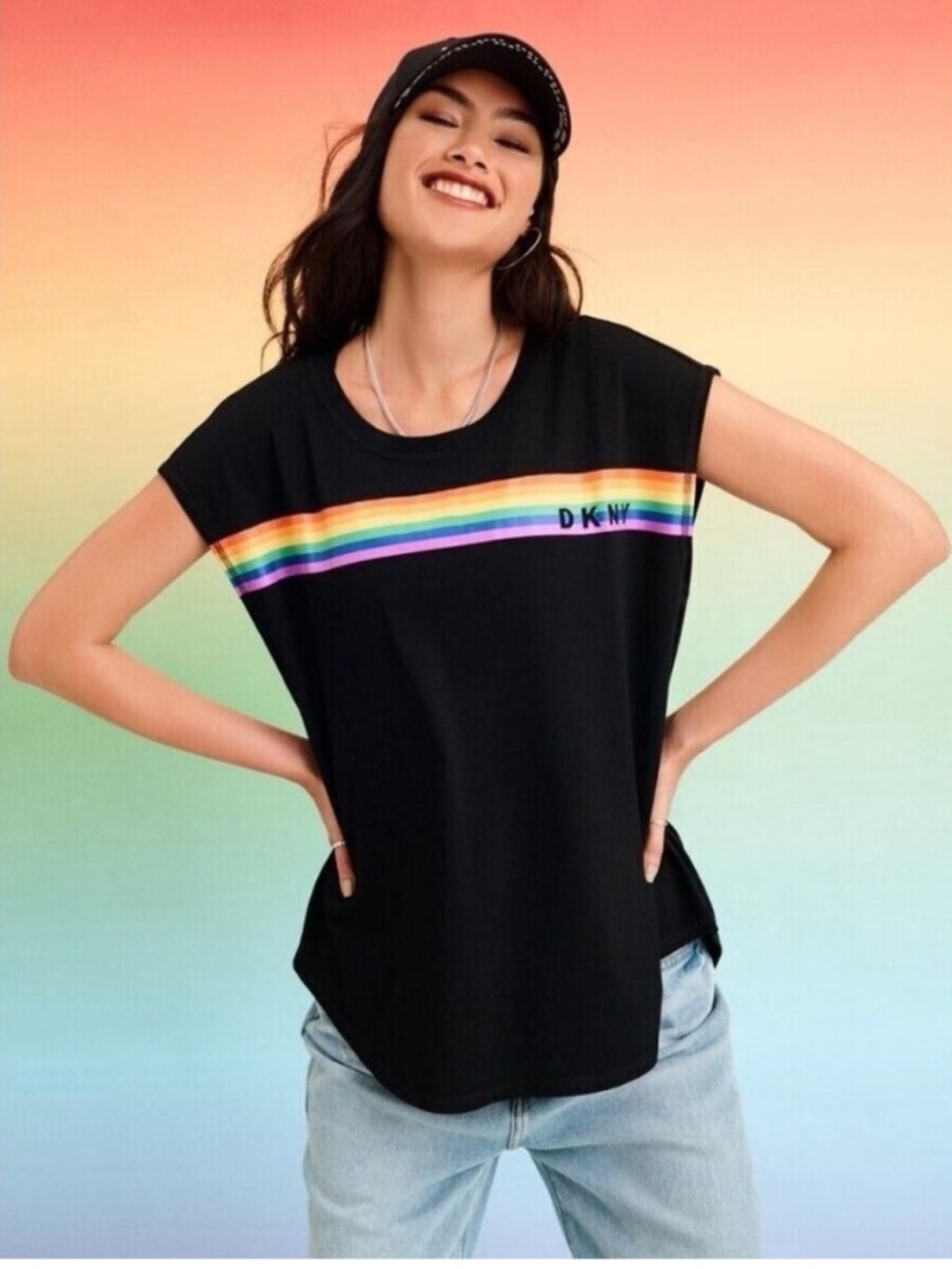 Dkny Sport Rainbow Logo T-Shirt--Medium